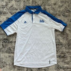 Adidas White and Blue Polo Shirt